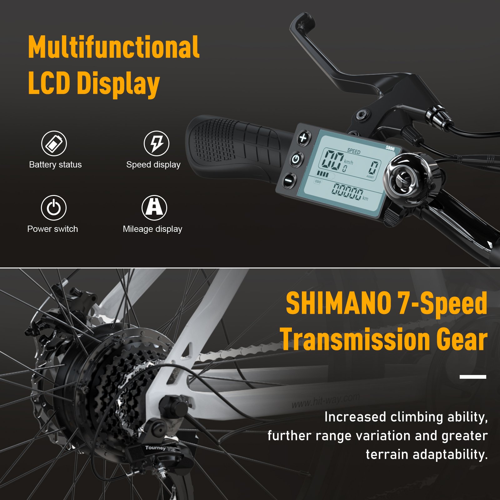 HITWAY EU UK Warehouse 36 V 15Ah Removable Battery 250 W E Bike 26 Inch Electric Road Bike Electric Bicycle