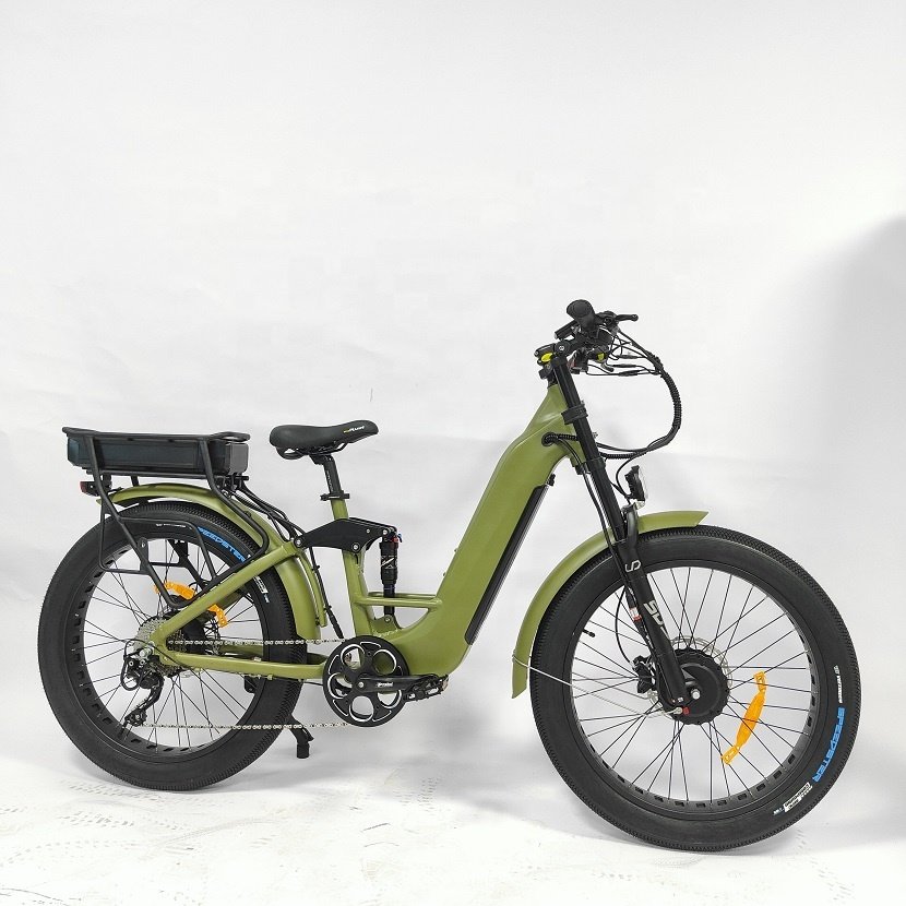 step through 26 inch electric mountain bikes double battery full suspension dual drive 1000w 750w motor electric bicycle