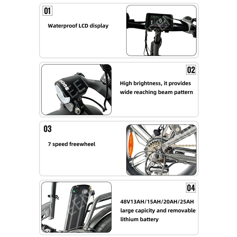 OEM Long Range 1000W 48V 15ah 7 Speed Rear Hub Motor Aluminum Alloy Frame Fat Tire Folding Mountain Bike