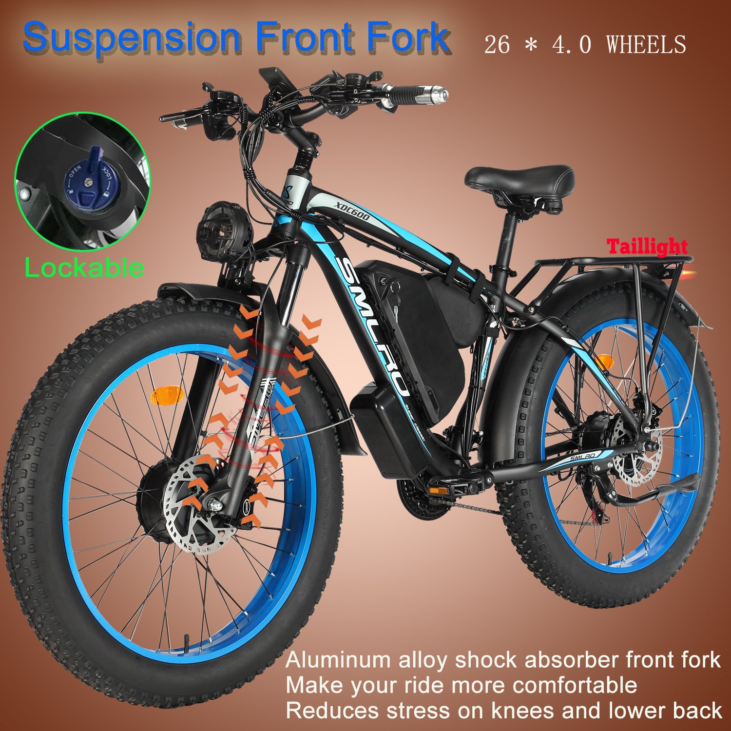 US Warehouse 26" Fat Tire Mountain E-Bike 2000W Dual Motors Electric Bicycle with 48V Voltage 22.4AH Capacity Reaches 35MPH