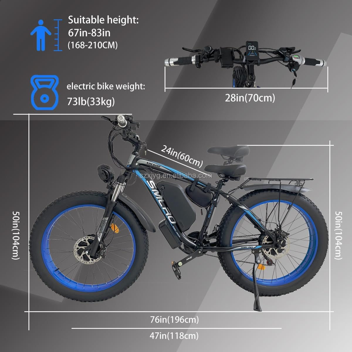 US Warehouse 26" Fat Tire Mountain E-Bike 2000W Dual Motors Electric Bicycle with 48V Voltage 22.4AH Capacity Reaches 35MPH