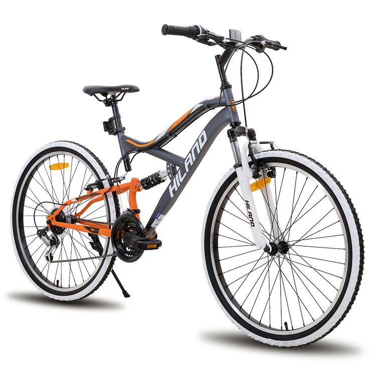 JOYKIE europe warehouse stock 26" aluminum alloy mtb down hill full suspension mountain bike with 21 speed