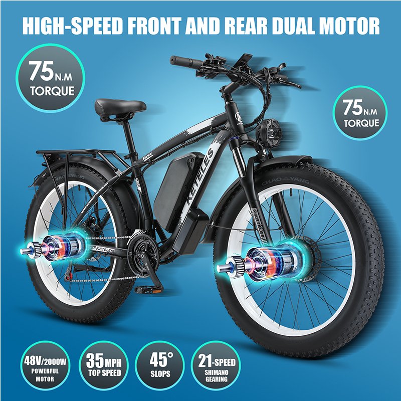 us warehouse EU warehouse off road 2000w powerful two motor 26inch mountain electric bike