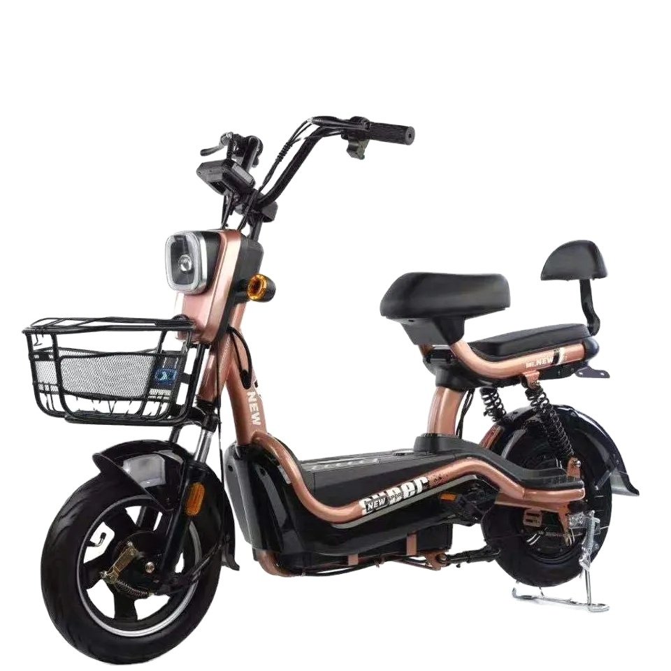 e-bike with pedals 14''fashion double electric bicycle factory direct sales electric scooter 48V 350W power electric city bike
