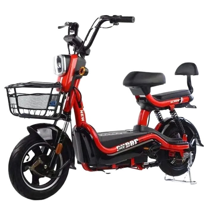 e-bike with pedals 14''fashion double electric bicycle factory direct sales electric scooter 48V 350W power electric city bike