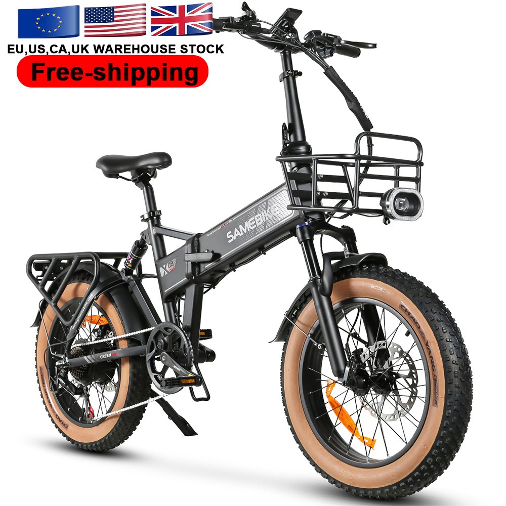 Samebike Top speed model XWLX09-II 48V 15Ah 1000W Foldable Electric Mountain Fat Tire E-Bike 48V 15Ah Power Supply with Basket