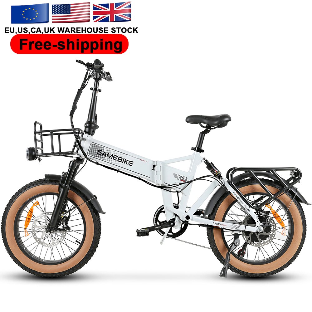 Samebike Top speed model XWLX09-II 48V 15Ah 1000W Foldable Electric Mountain Fat Tire E-Bike 48V 15Ah Power Supply with Basket