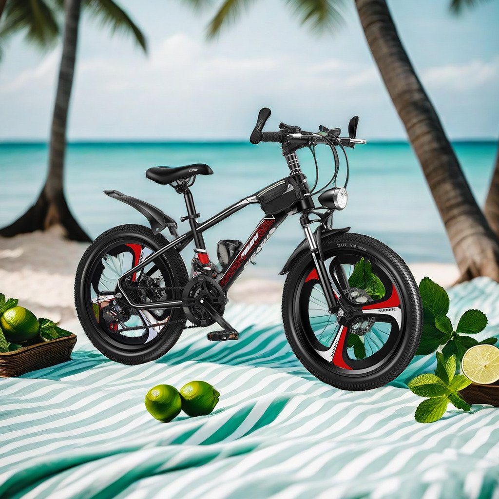 Kids' 21-Speed All Terrain MTB Durable Mountain Bike in 18" 20" and 22" Sizes