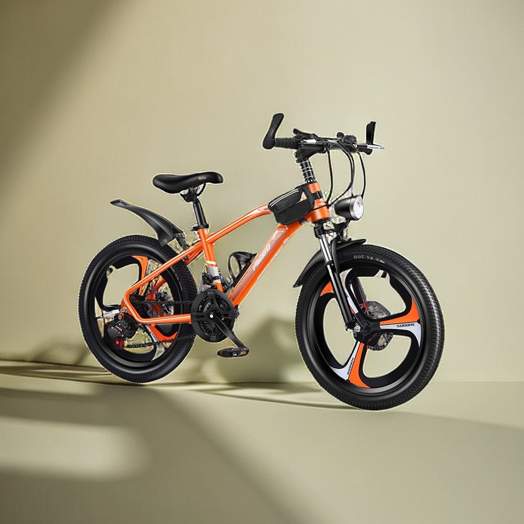 Kids' 21-Speed All Terrain MTB Durable Mountain Bike in 18" 20" and 22" Sizes