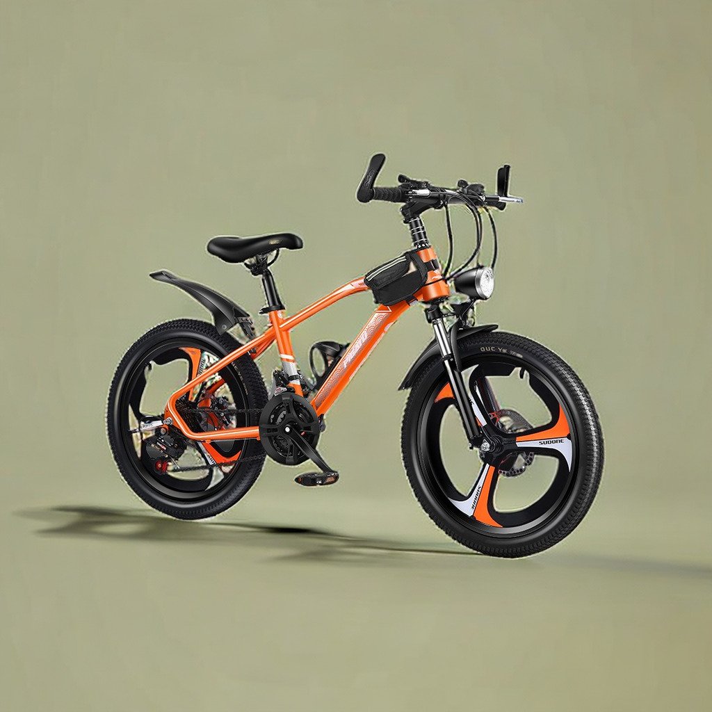 Kids' 21-Speed All Terrain MTB Durable Mountain Bike in 18" 20" and 22" Sizes
