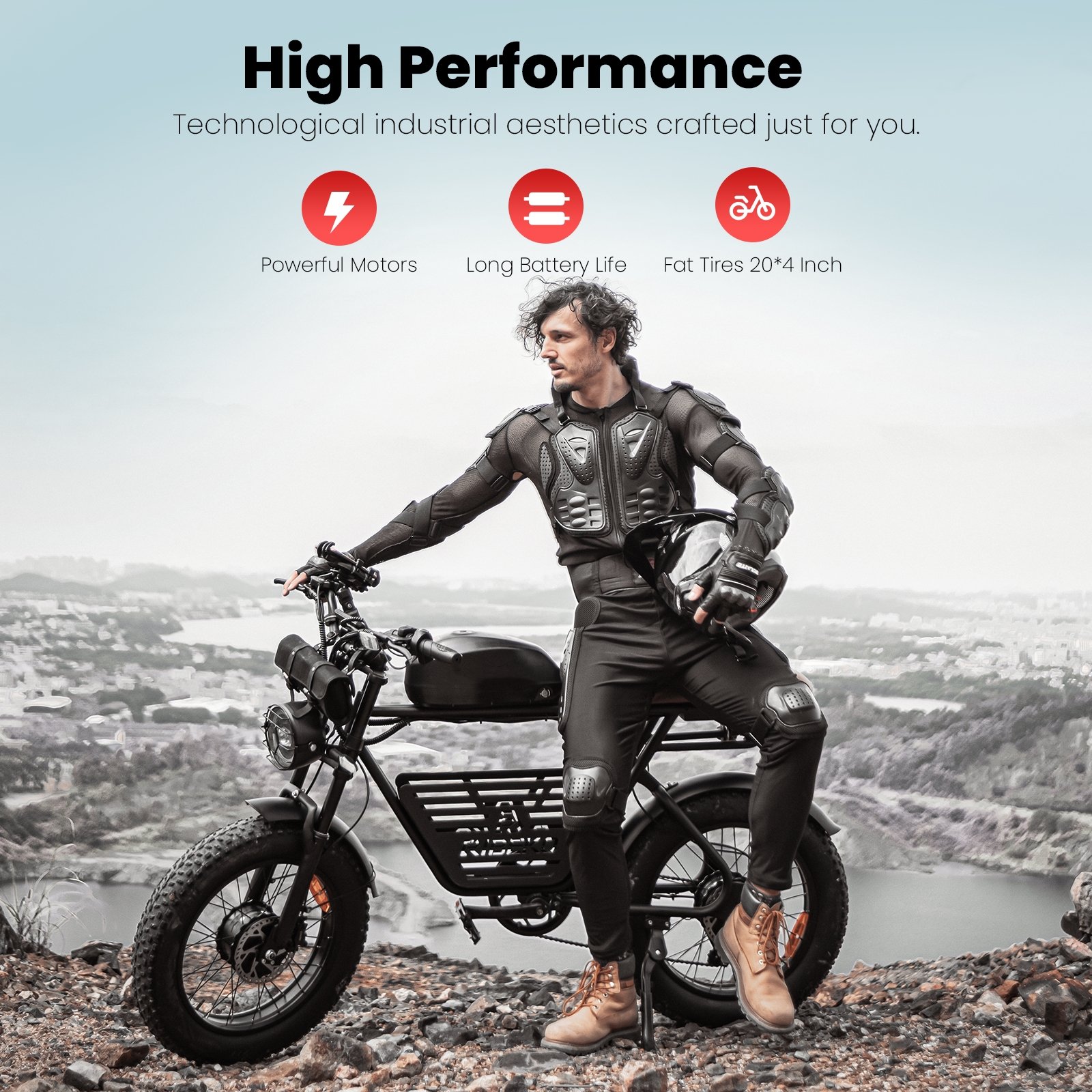 USA Warehouse 48V 26Ah Big Capacity Ebike 20 Inch Fat Tire Electric Mountain Bike Dual 500W Long Range Electric Bicycle