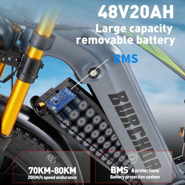 Customized e Bike Electric Snow Bike MTB FatTire Burchda RX80 1000W48V20Ah SHIMANO 7 Speed electric mountain bike fatbike 26inch