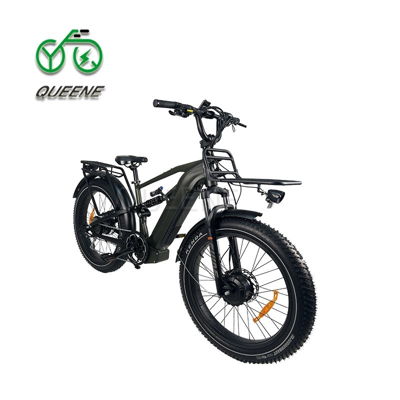 2024 Queene New 26 Inch E Mountain Bike Dual Motors Fast Speed 48V /52V 1000W Electric Bicycle With Full Suspension
