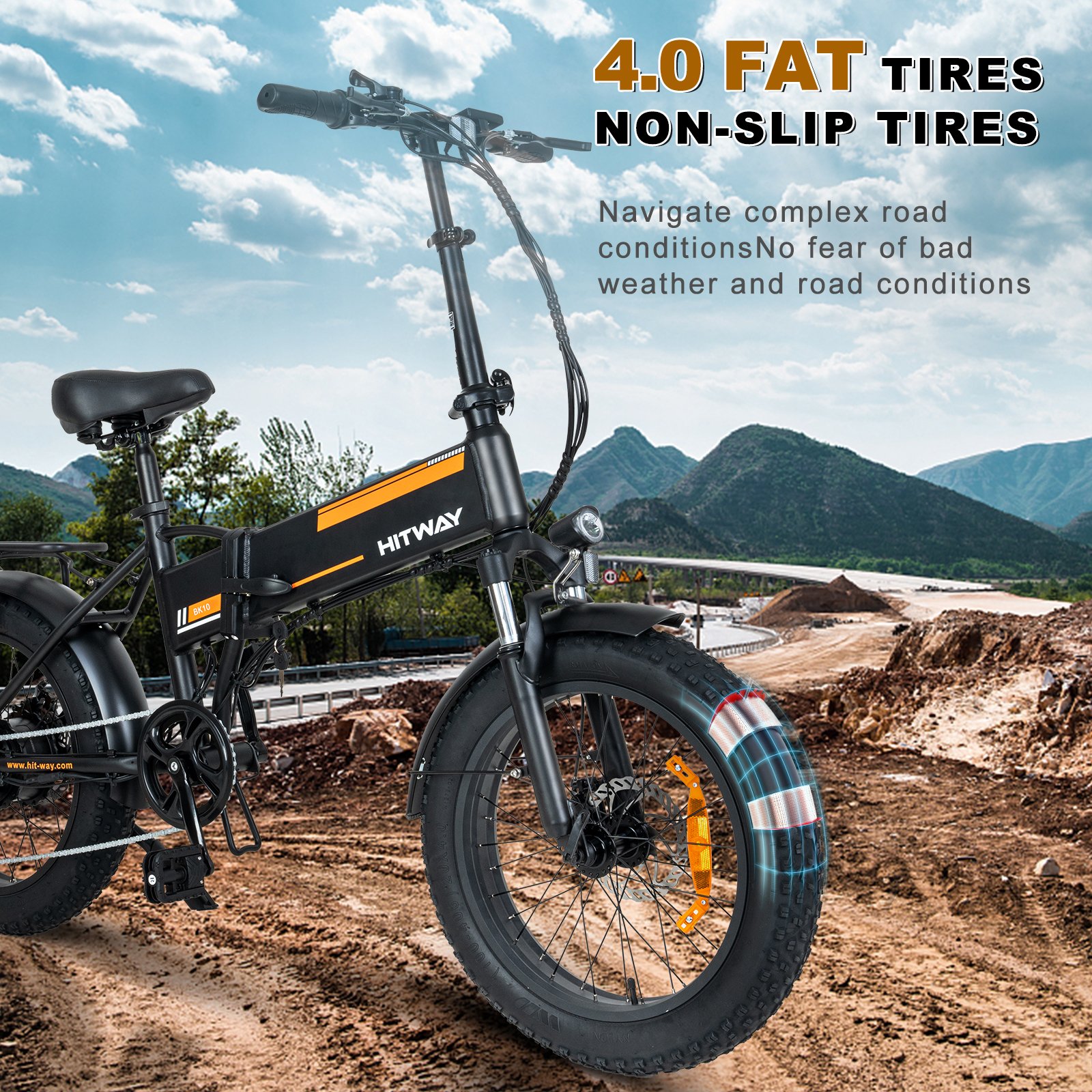 HITWAY 20*4'' Tires 500W 12Ah 36V Electric Bike EU UK Warehouse Stock 7 Speeds City Bike for Adult Aluminum Alloy E-Bike