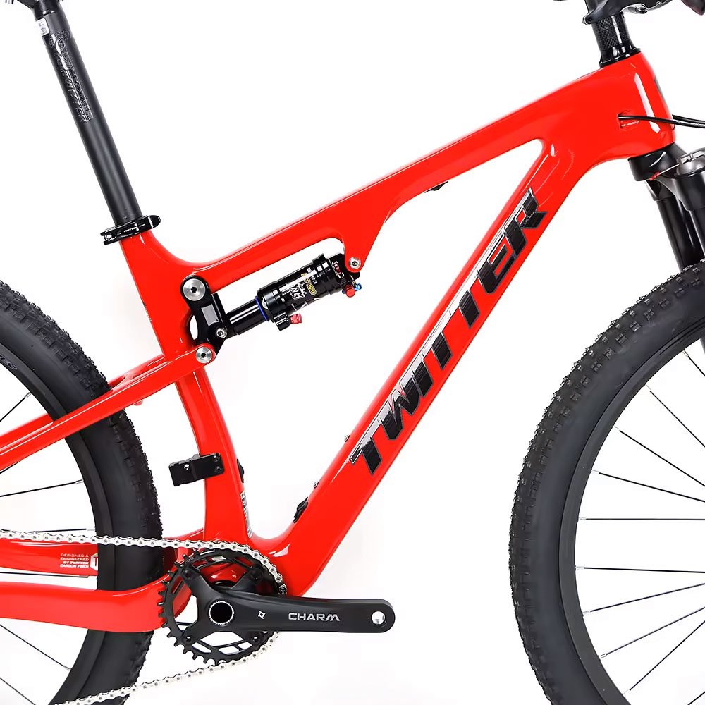 Carbon Mountain Bike Shimano Deore mtb with full suspension rear shox bicycle for adults