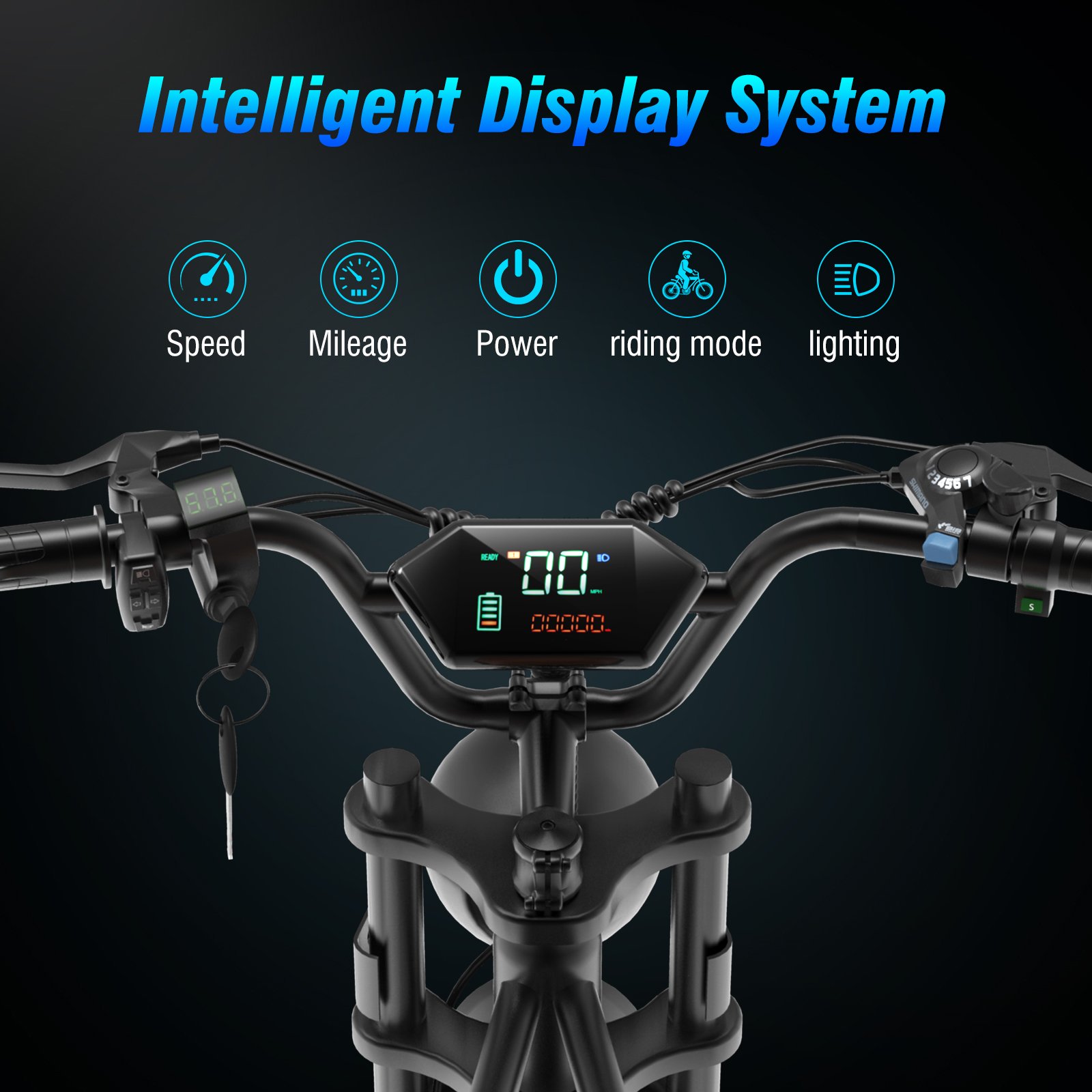 1000w Powerful Ebike Shimano 7 Speed Gear 20inch Electric Fat Tire E Bike For Adults