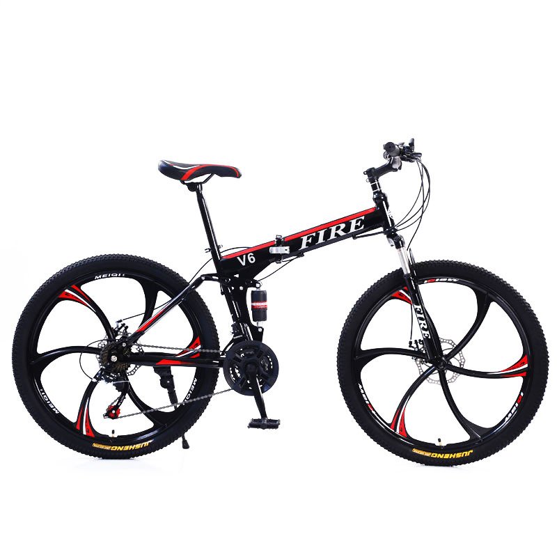 Carbon steel 26 inch 24 speed dual disc brake folding mountain bike bicycle alloy bicycle dual shoulder suspension fold bicycles
