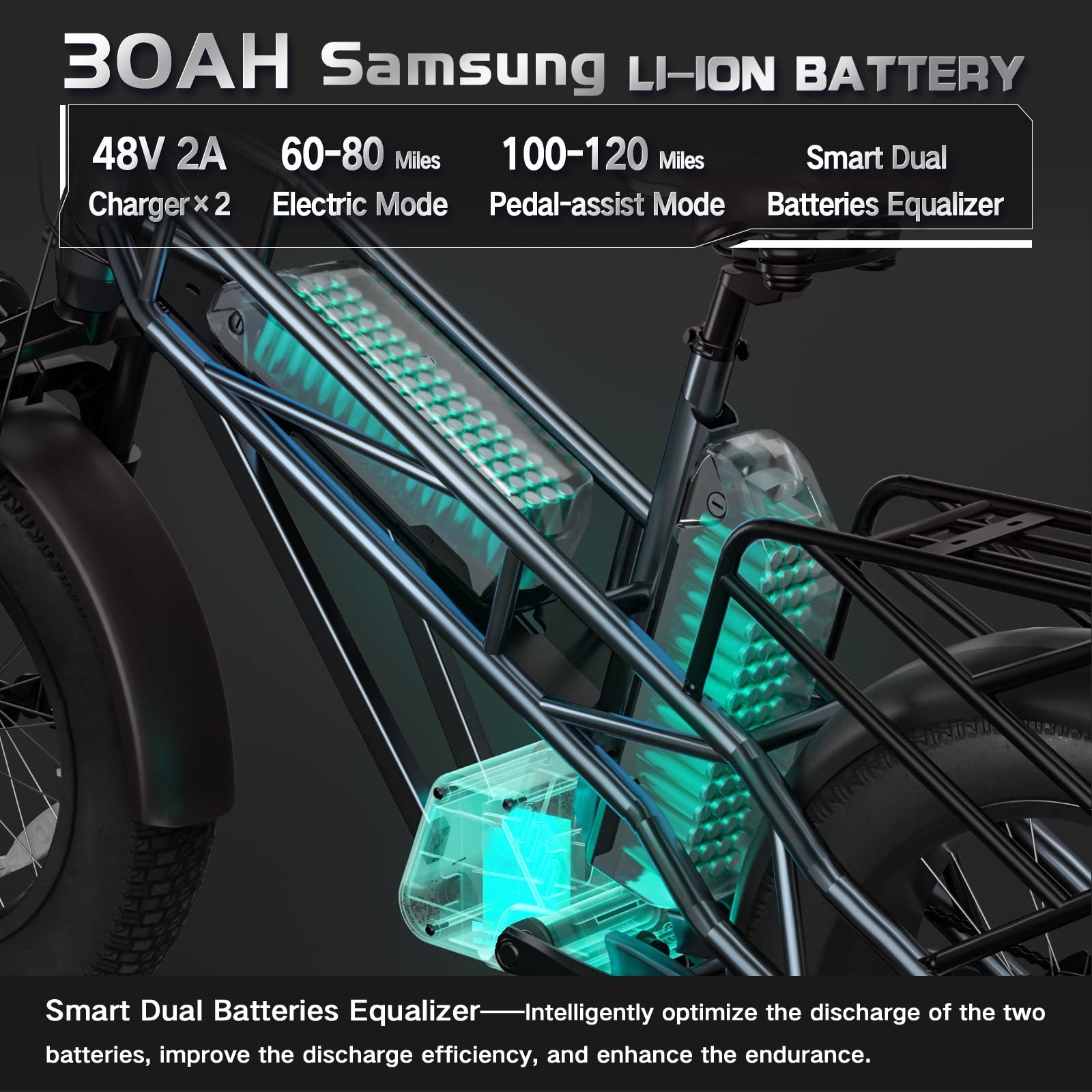Electric Bike for Adults, Electric Mountain Bike with 48V Battery, E Bike for Men with Front Suspension for Men Adults