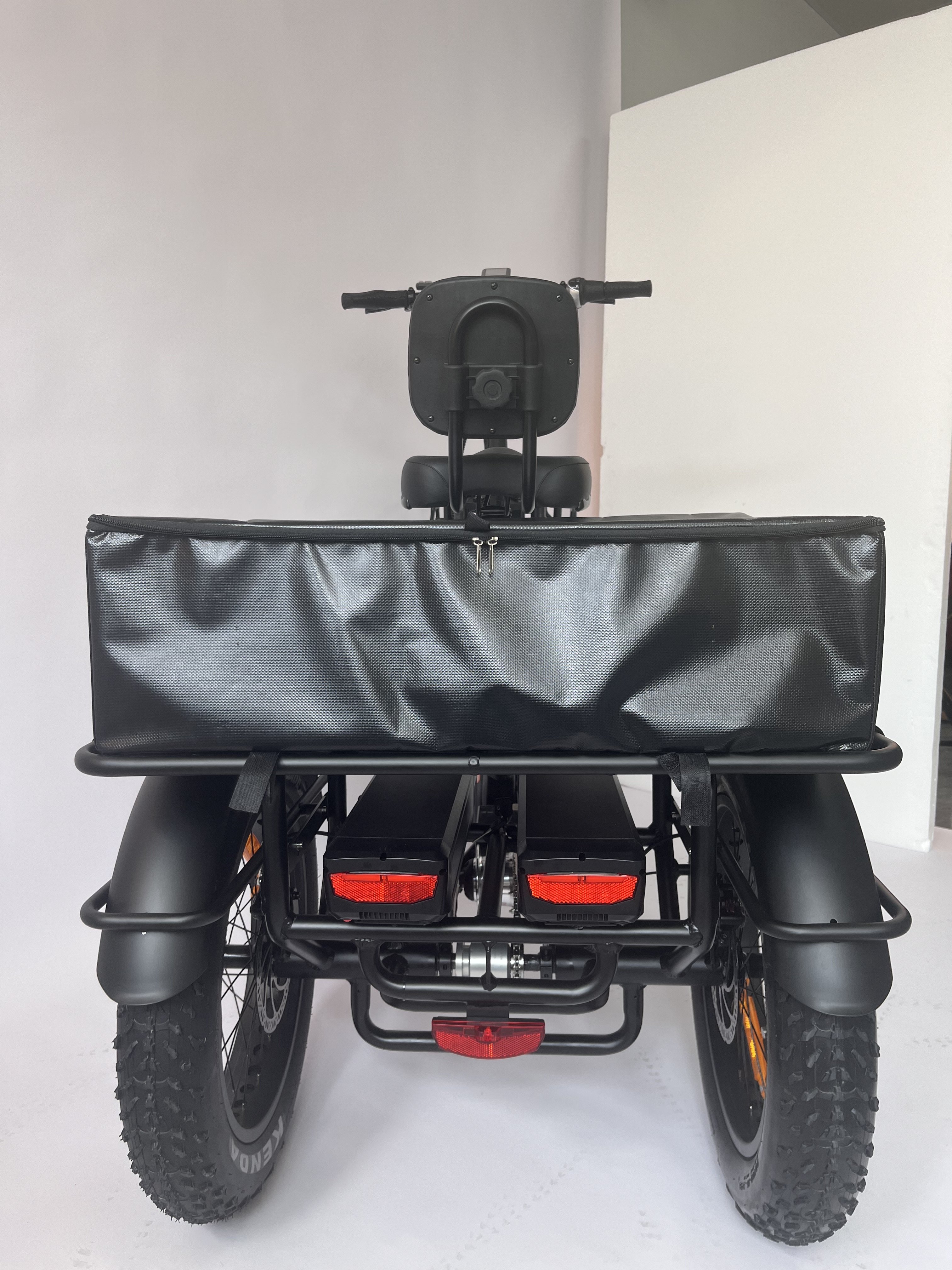 Adult 20inch Cargo Electric Tricycle Mid Drive With Rear Cargo Basket Dual Battery Mountain Etrike Three Wheel Bike