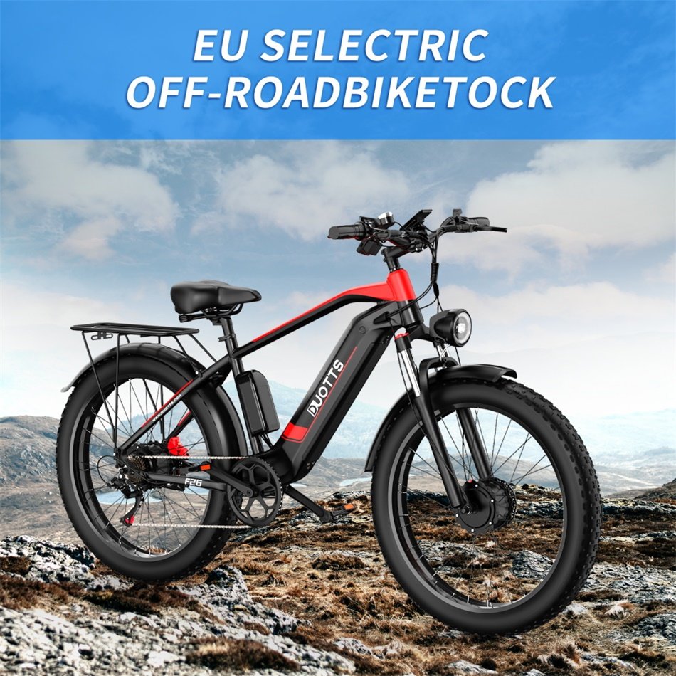 DUOTTS F26 Electric Mountain Bike Adults 48V 20AH 750W*2 Dual Drive 26*4.0 Fat Tire Aluminum Frame Hydraulic Lithium Tube