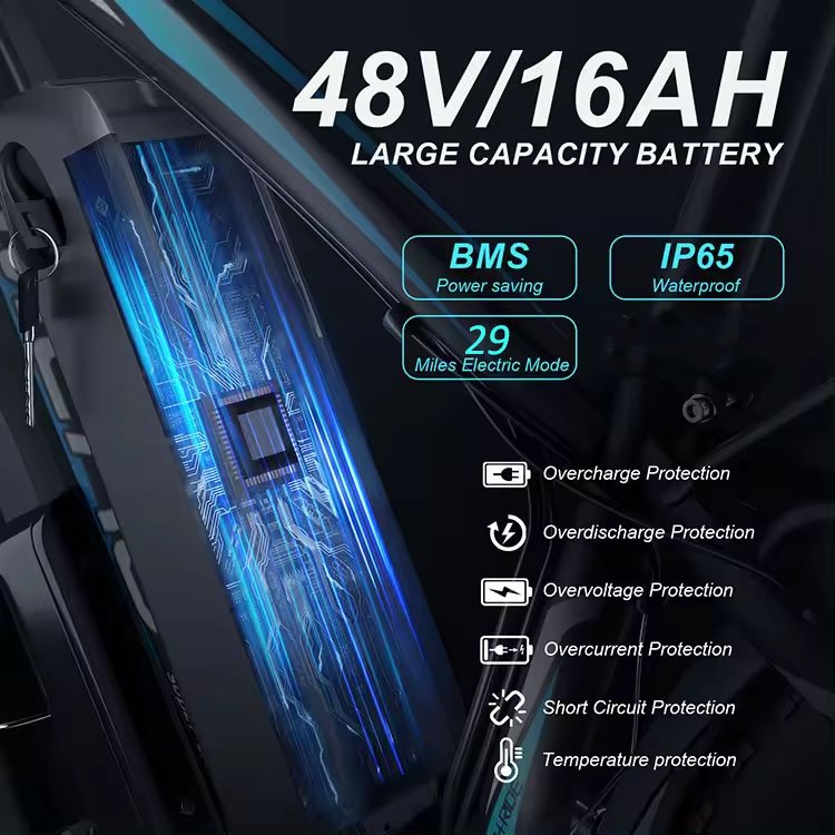 Custom Logo 48V 16Ah 1000W Snow Bike Electric Mountain Bike City Ebike Electric Fat Tire Bike