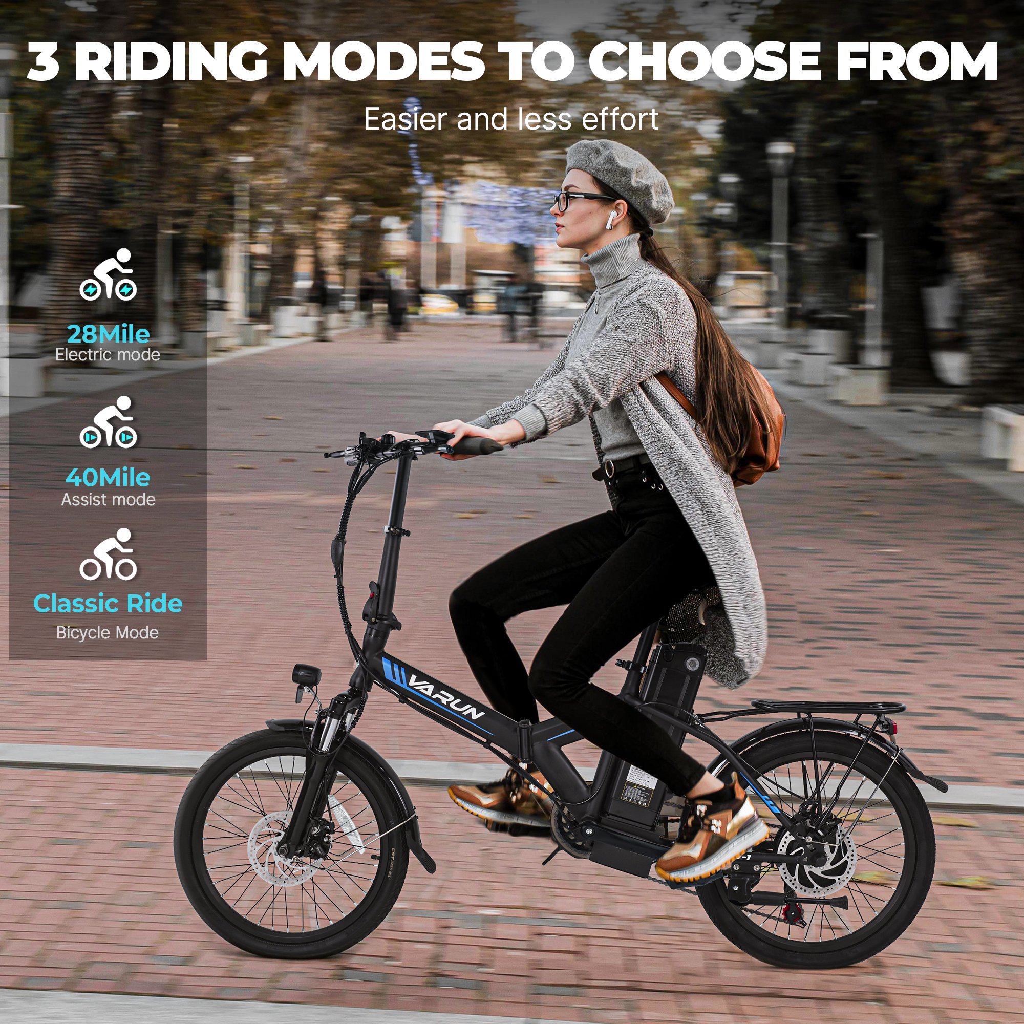 VARUN US Warehouse Ready Stock Free Drop Shipping Electric City Bike 20 Inch Foldable 48V 500w 750W 13AH Ebike For Sale