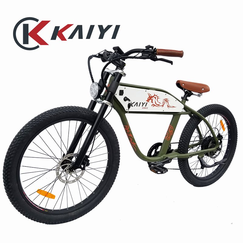 KAIYI Rear Motor Sensor Aluminum Alloy Cruiser Retro Fat Tire 48V500W Electric Bike Lithium Battery 48V 48V14.5AH Imported Cell