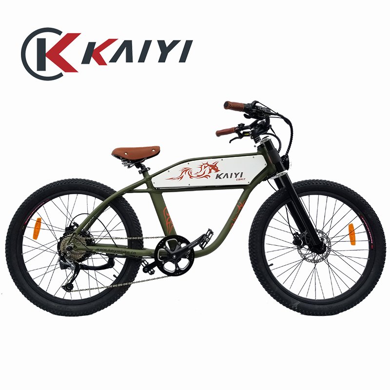 KAIYI Rear Motor Sensor Aluminum Alloy Cruiser Retro Fat Tire 48V500W Electric Bike Lithium Battery 48V 48V14.5AH Imported Cell