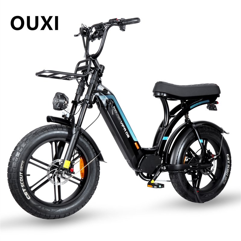 EU Warehouse OUXI Q8 Fashionable Power Electric Mountain Bike 250w 750w Fat Ebike Bicycle with Front Shelf