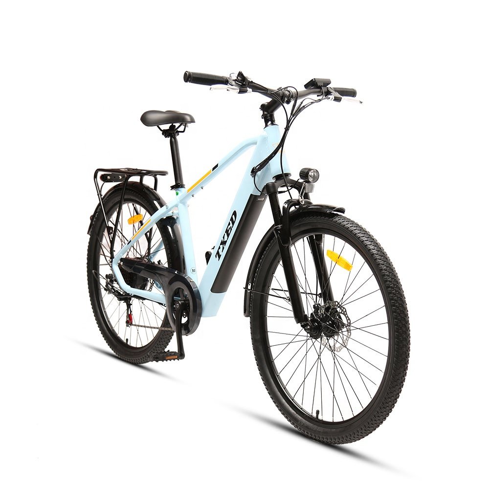 TXED Mountain Style Full Suspension City E-bike 250W motor green cheap for male electric city bike