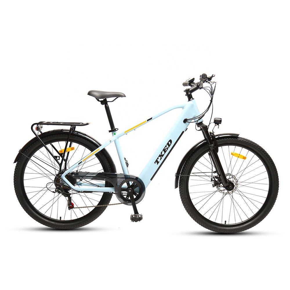 TXED Mountain Style Full Suspension City E-bike 250W motor green cheap for male electric city bike