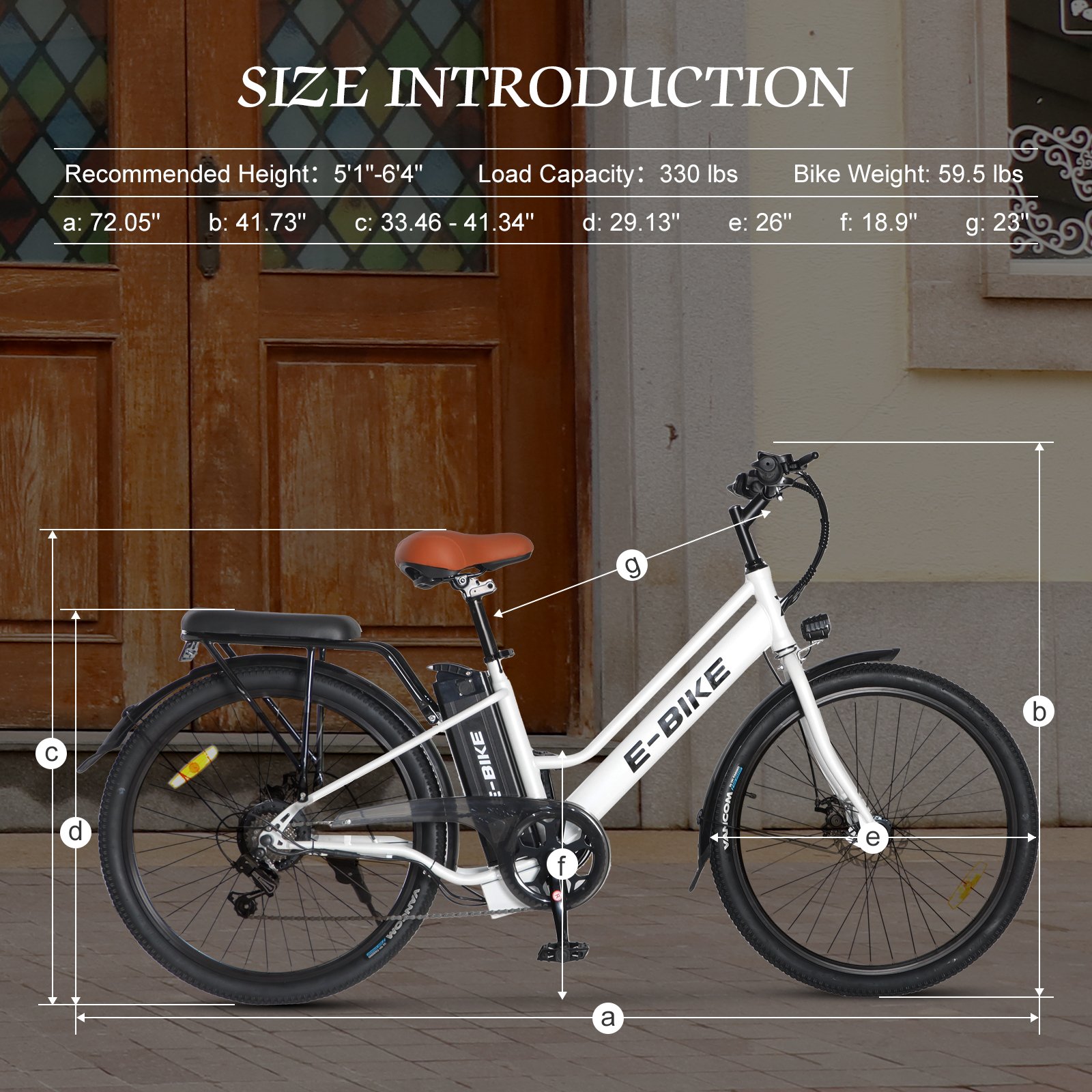 Long Distance Lady Bike Electric City Bike 36v Lithium Battery 350w Motor 26 Inch Fat Tire Urban E Bike