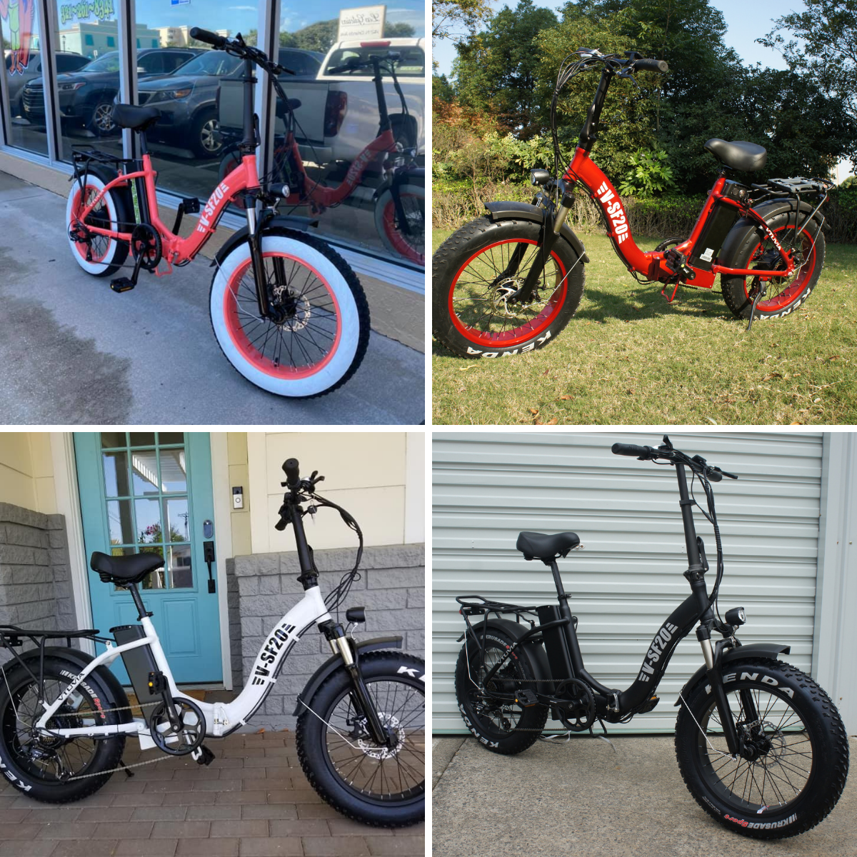 VTUVIA US CA Warehouse 20*4.0 36V 48V 250W 750w folding city electric bike Two seat fat tire e-bike with 13AH Lithium Battery