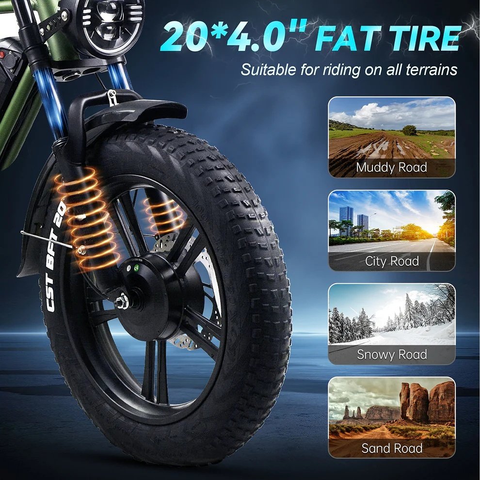 USA stock full suspension fat bike 20x4.0 inch 2000W 2600W dual motor electric mountain bike electric bike integrated wheels 48V