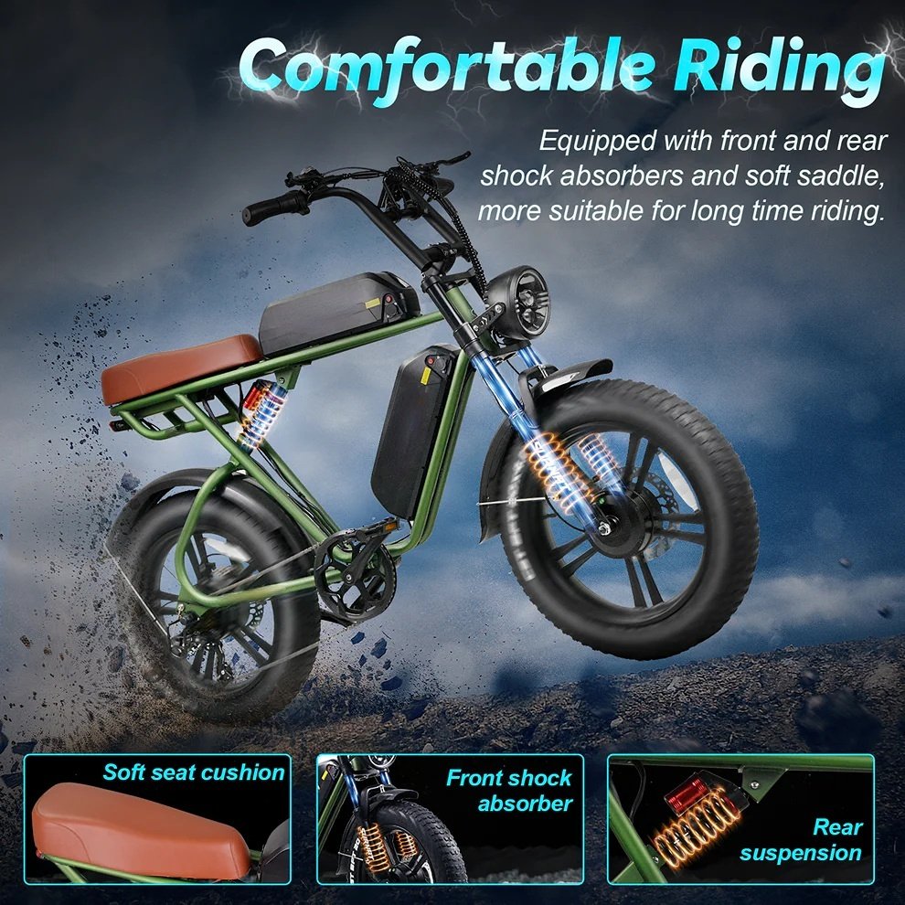 USA stock full suspension fat bike 20x4.0 inch 2000W 2600W dual motor electric mountain bike electric bike integrated wheels 48V