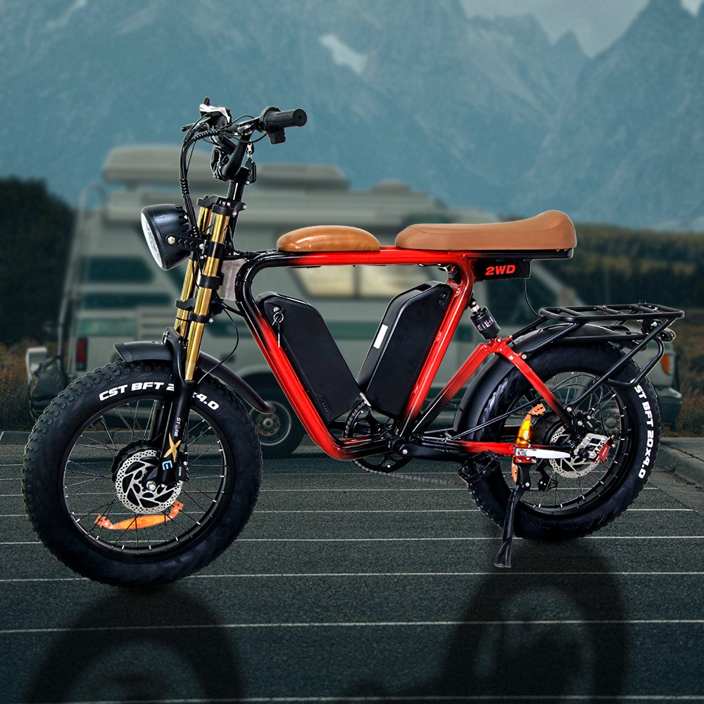 Factory customized red high quality trendy 7 speed electric mountain bike 1000W single motor 48V 22ah electric city bike