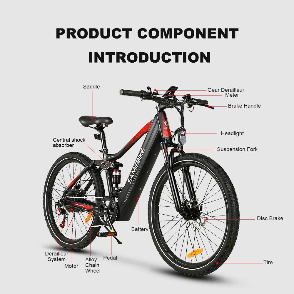 XD26-II Full Suspension Electric Mountain Bike With Rear Hub Motor And Aluminum Alloy Frame EU Stock Warehouse