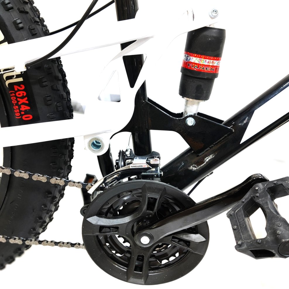26-Inch Electric Cruiser Mountain Bike with Fat Tire Steel Fork Aluminum Disc Brake System 21-Speed Gears