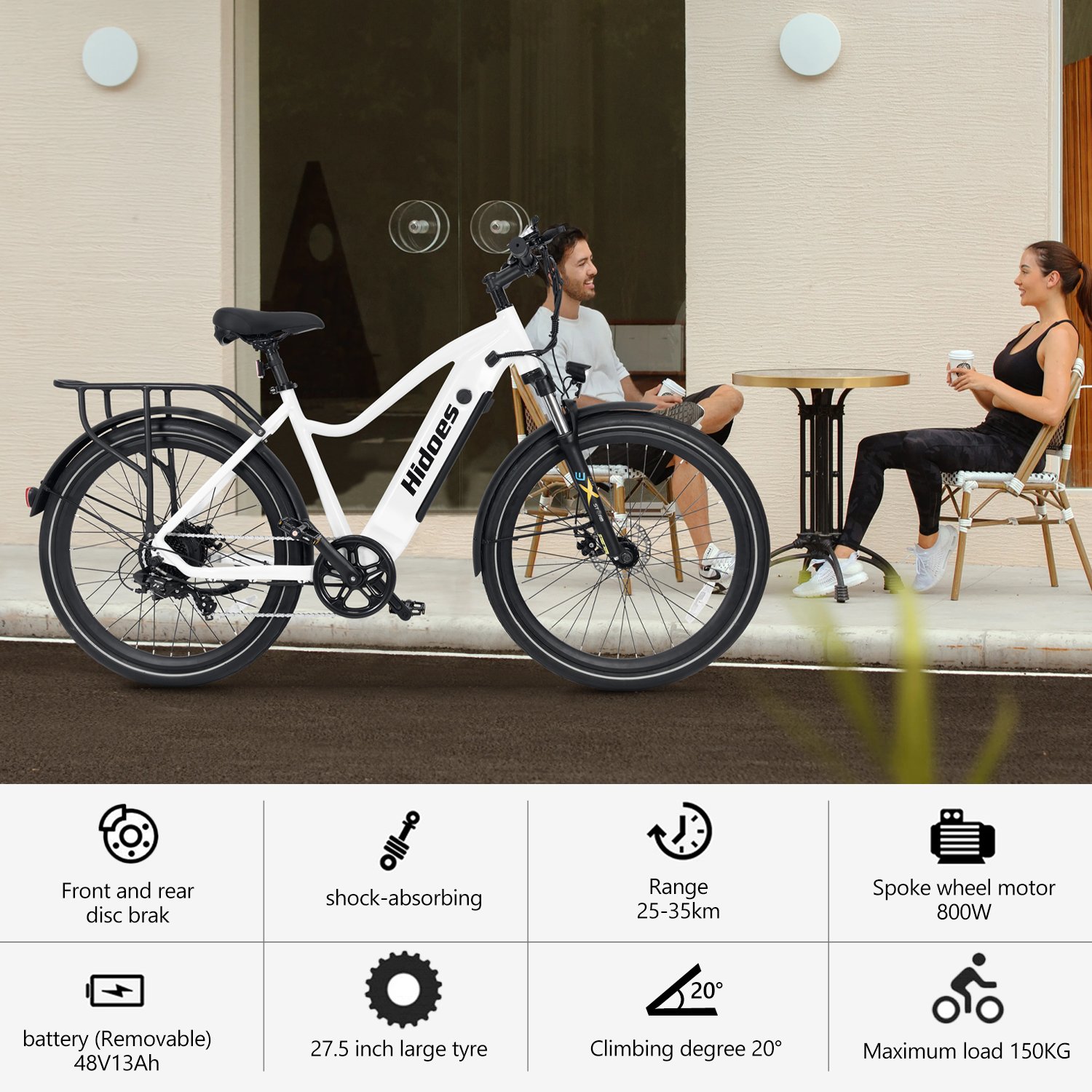 New Arrival Electric Bike 800w Motor 48V 13AH Hidoes BN1 Urban Stylish Electric Bike Foldable City E-bike