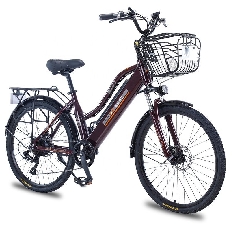 Popular New Trend 26 Inch Aluminum Alloy Frame Fast 7 Speed 350W Ebike Electric City Mountain Bike For Lady Adult