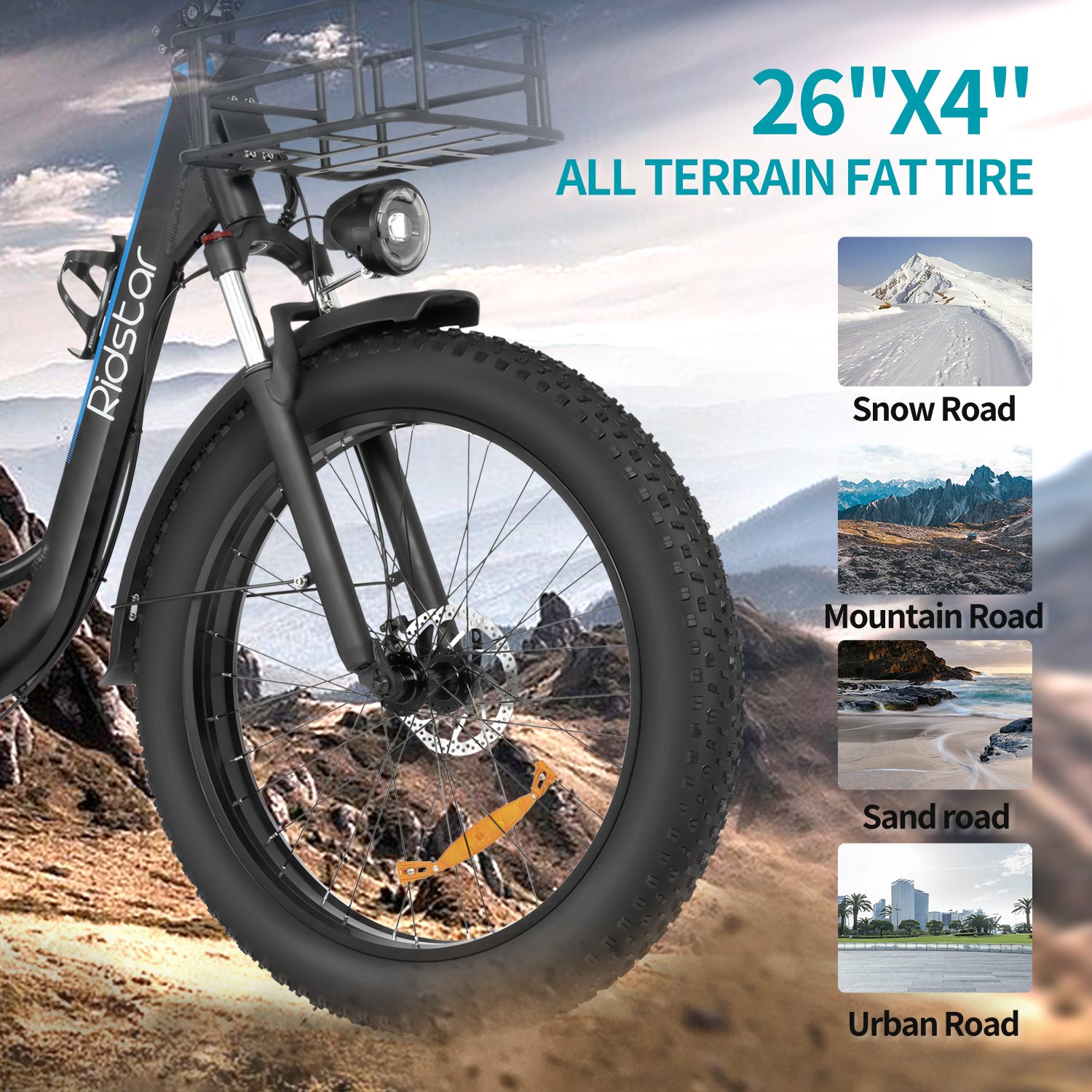 Mens 48v Electric City Bicycle with Thick Rear Tyre Smart Electronic Suspension Wheel Hub Motor Fat Tire EBike
