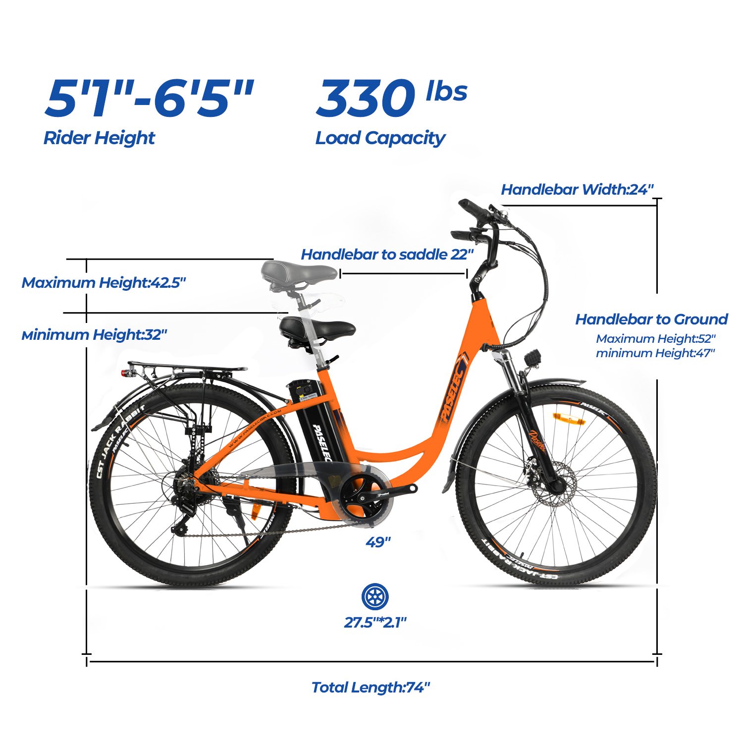 Paselec PC1 28'' Electric city bike step 15AH electric bike thru lady bike MTB Ebike road ebike
