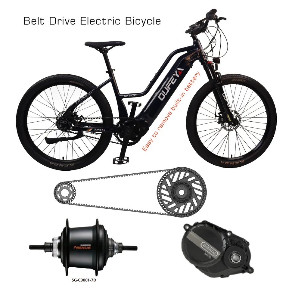 2023 China manufacturer Belt Drive System factory spot product electric bicycle electric mountain bike import electric bike