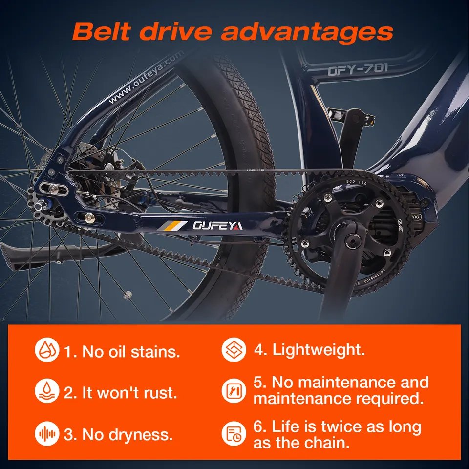 2023 China manufacturer Belt Drive System factory spot product electric bicycle electric mountain bike import electric bike