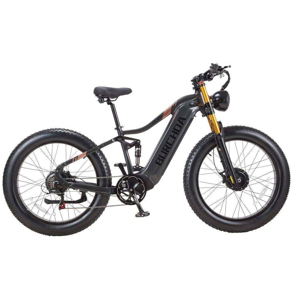 BURCHDA HC26 Factory price Double Motors Big Wheels Electric Mountain Bike 48V30AH 1000W Electric Hybrid Bike heavy-duty