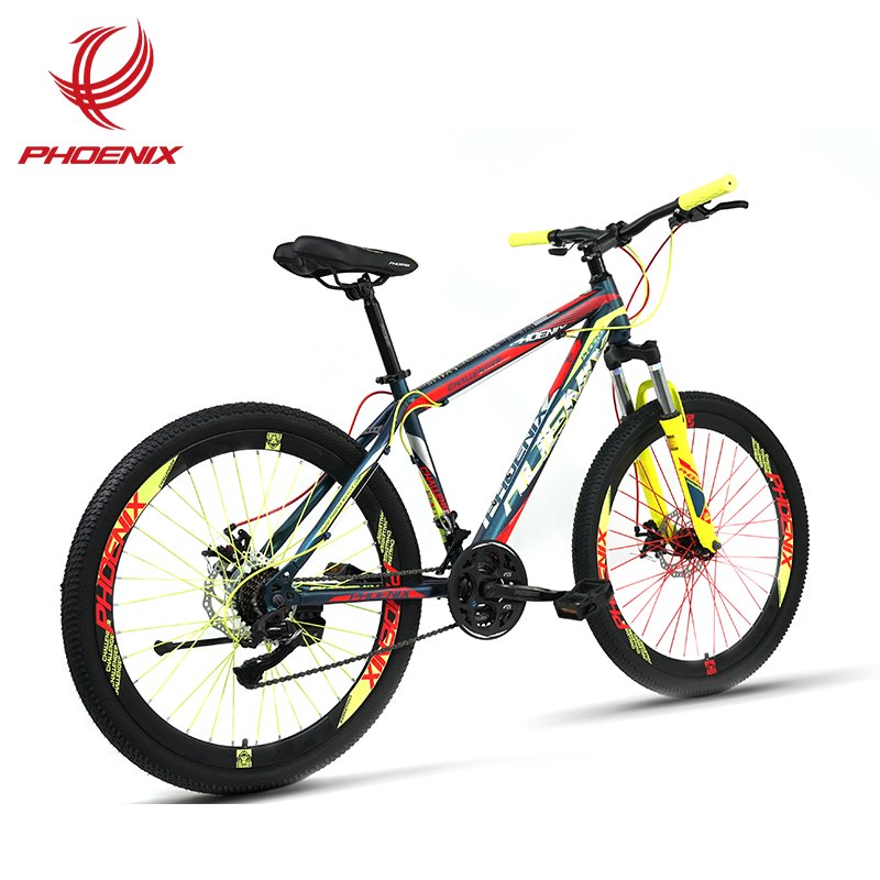 Phoenix MTB Bicycle Suspension Fork With Lock Steel Frame Bike 24 speed Disc Brake Bicycle Adult Mountain Bike