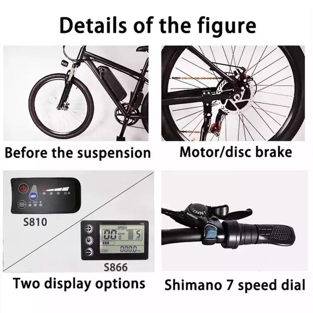 Aluminium Alloy Full Suspension Double Disc Brake 26 Inch Bicycle Folding City E 26'' Fat Tire Electric Mountain Bike for Adults
