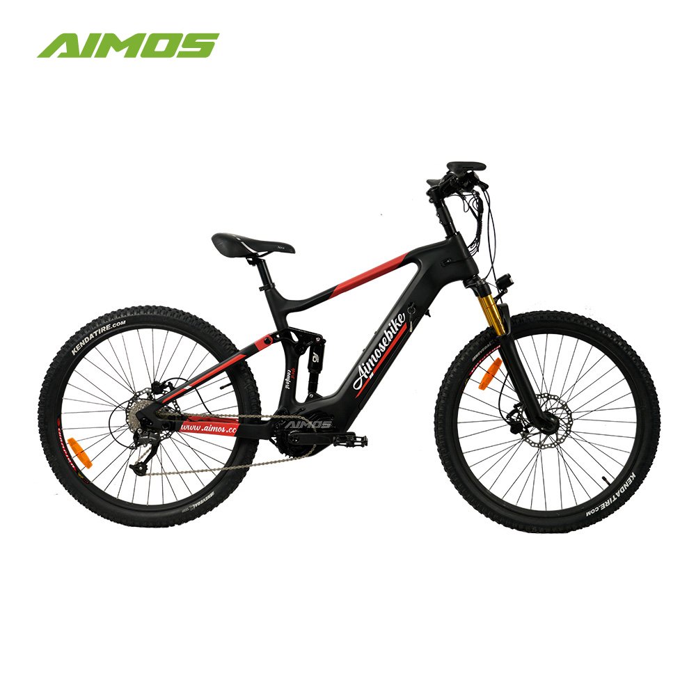 Aimos fashion carbon fiber frame Mountain Electric Bike 43V 250W 7 speed shimano off road E bike for Adult