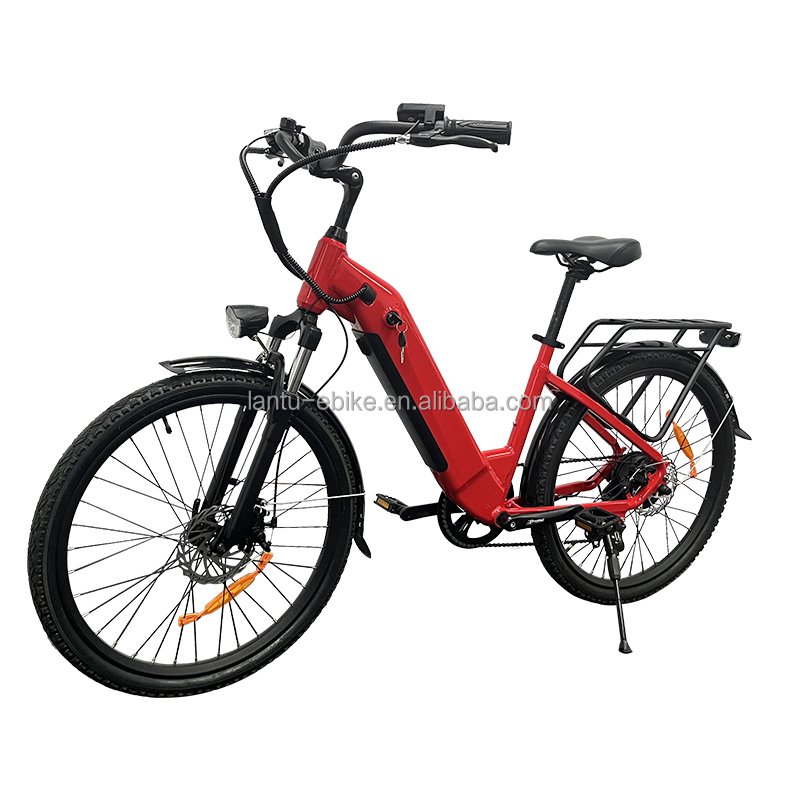 Electric City Bike 26 Inch Step Thru Electric Bicycle 7 Speed LCD Display Electric Bike For Ladies