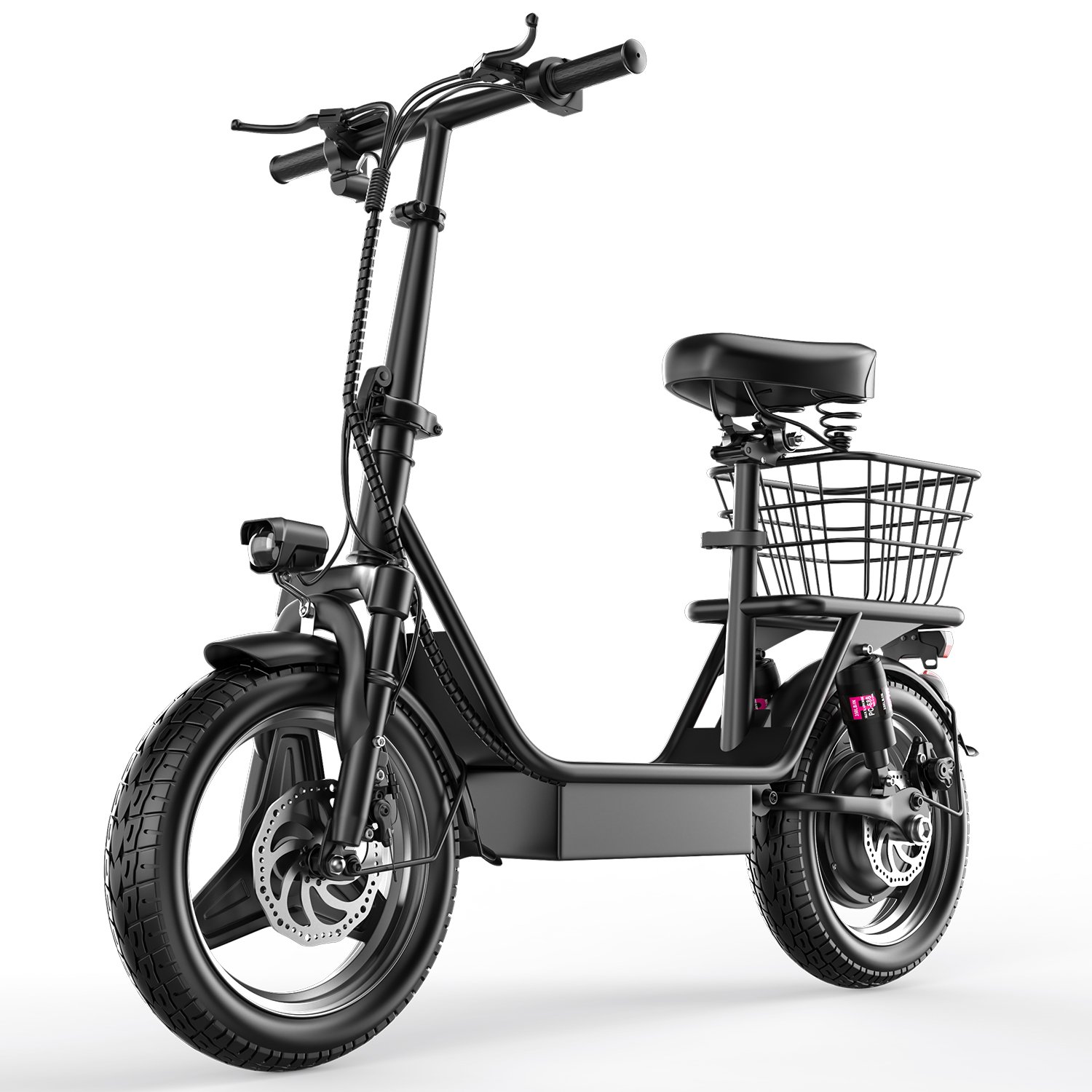 Electric Bike Multi-Shock Absorption City Adult Electric Bicycle 48V 500W Alloy Steel Ebike 14"Road tires With Basket